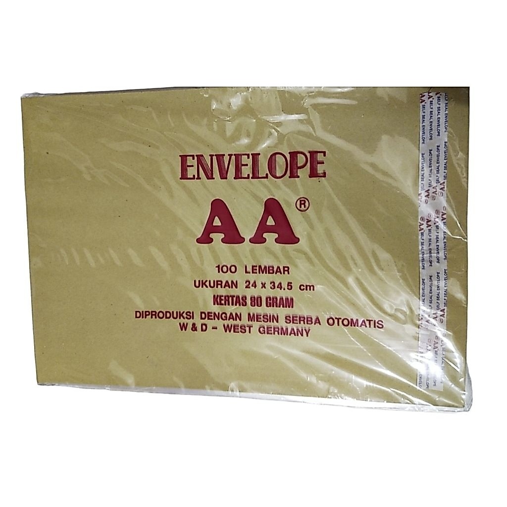Amplop AA Casing Coklat Folio Lem 34.5 x 24 cm / Bungkus ( 100 Lembar )