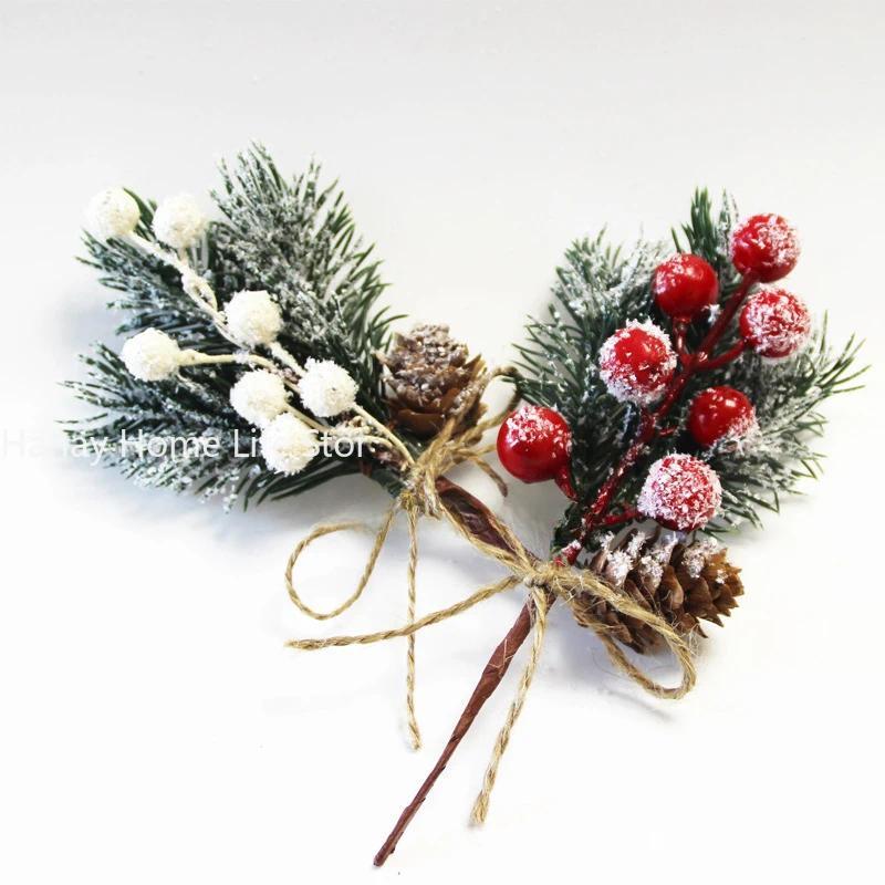 1pcs Artificial Flower Fake Snow Frost Pine Bran Cone Berry Holly y Xmas Tree Ornament Home ristmas 