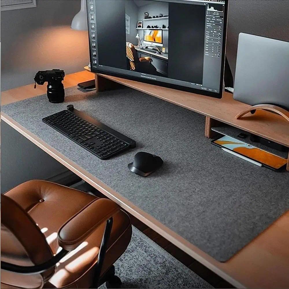 Felt Desk Mat Computer Mat for Desk(31.5x15.7Ines) Large Felt Mouse Pad and Keyboard Mat Desk Protec