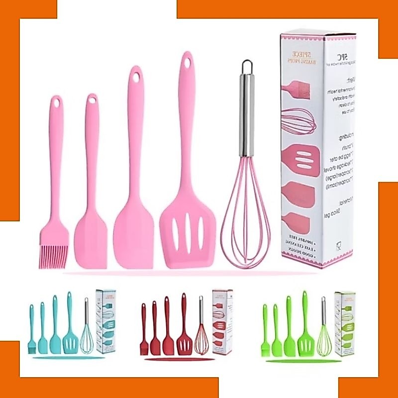 BAKING SPATULA SILIKON SET ISI 5 PCS / SILICONE BAKING UTENSIL SET 5 PIECE