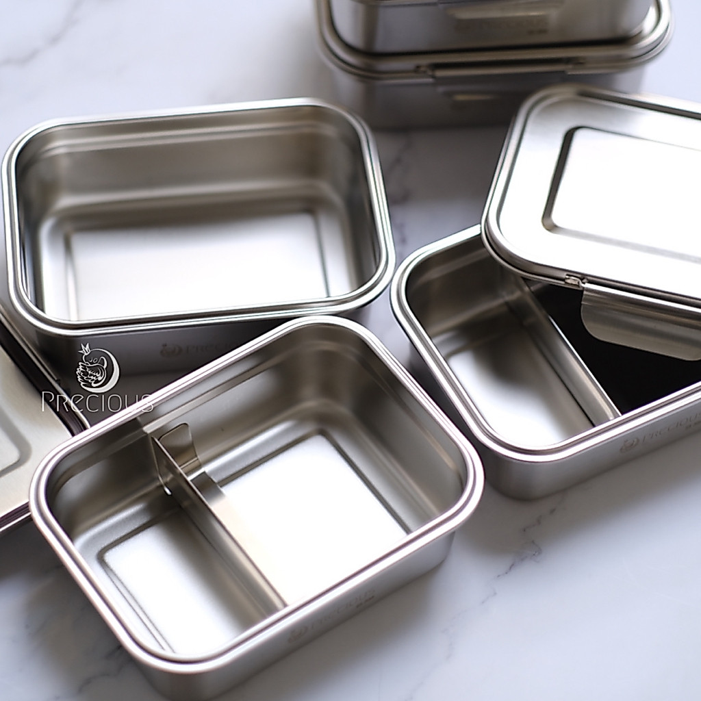 Precious Premium Stainless Steel Lunch Box | Kotak Makan Stainless | Bento Box Sekat | Metal Box for