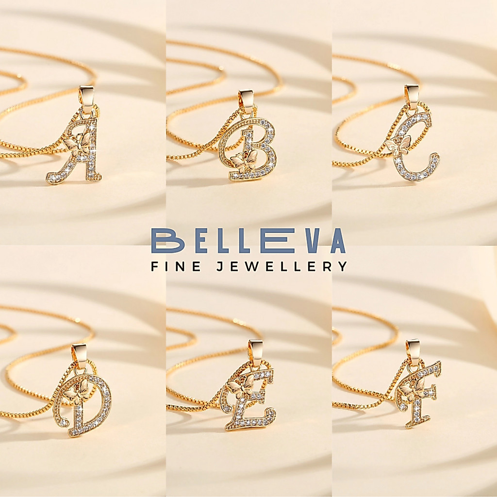 BELLEVA - Jewellery Kalung Huruf Alphabet Perempuan Tidak Mudah Berkarat Titanium Zirkon Jewelry Tid