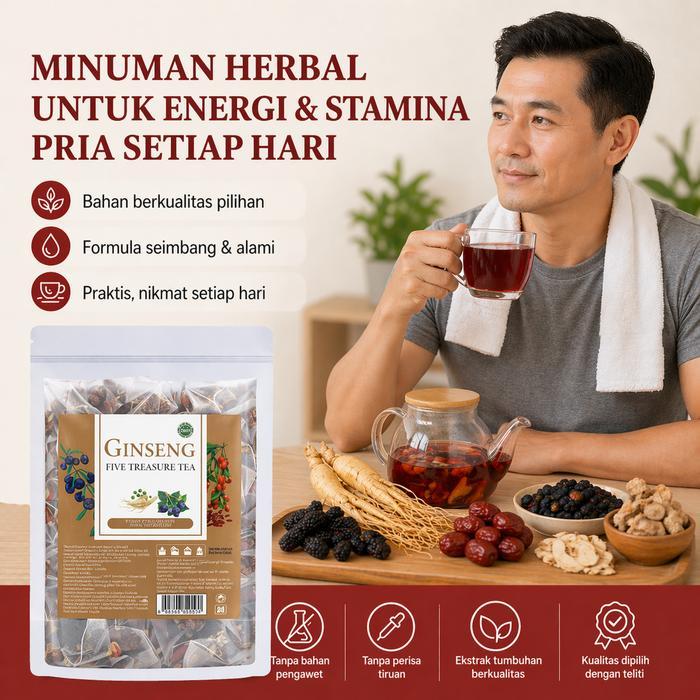 [TehSure] Teh Ginseng Goji Berry – Herbal Alami untuk Energi, Stamina & Vitalitas Pria - 1 pc (20 ta