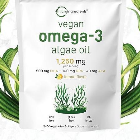 Microingredients Vegan Omega 3 Algae Oil Supplement 240 Softgels