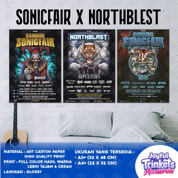 Poster BANDUNG SONIC FAIR & MEDAN NORTHBLEST Metal Festival Pamflet Event Band Metal Rock A3 A4 - Po