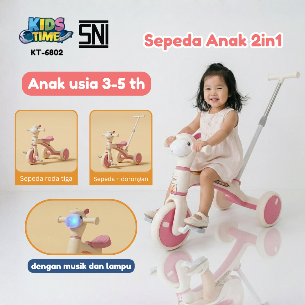 Sepeda Anak Roda 3 Stoler Sepeda Anak Roda 3 Sepeda Anak Perempuan 3 Tahun Alpaca KT6802 Toys