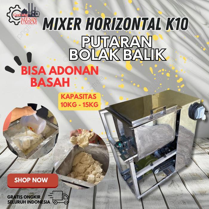 Mixer Horizontal BOLAK-BALIK 10-15kg – FULL STAINLESS | Untuk DOnat, Dimsum, Cilok, Bakso, dll  Gara