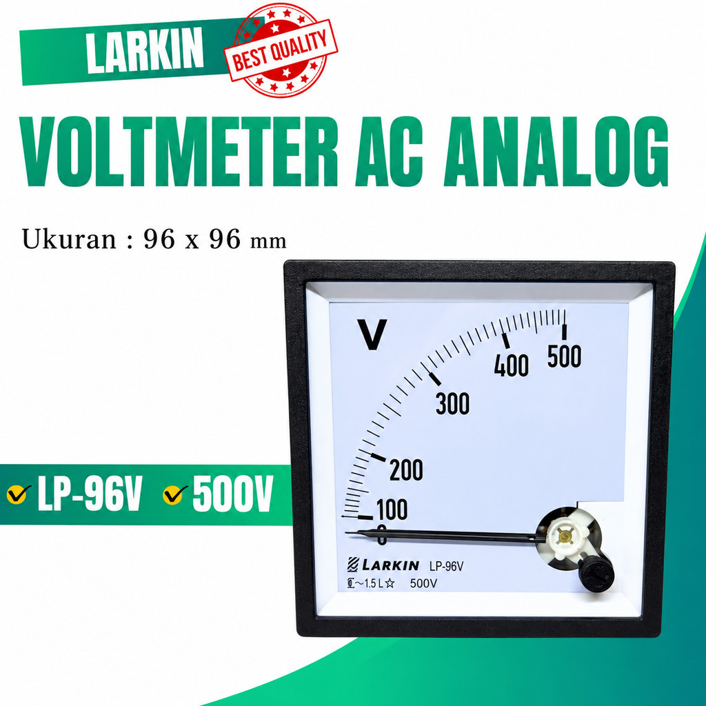 Voltmeter AC Analog 96X96 LP-96V 500V Larkin / Volt Meter Analog Jarum 0-500V Original