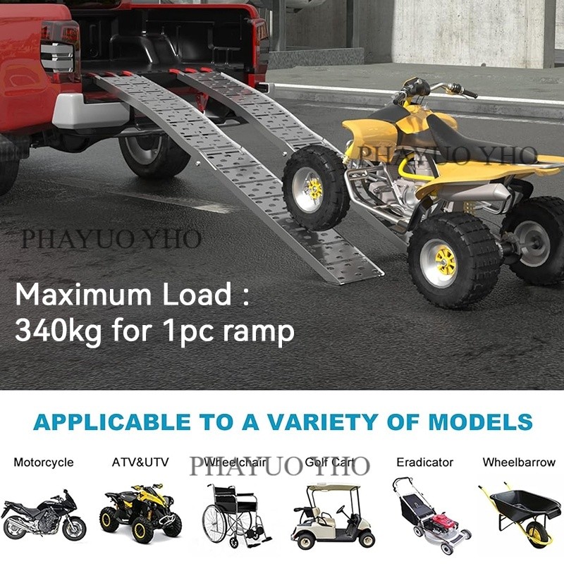 Tangga Tanjakan Motor Mobil Lipat Portable Papan Landasan Angkut Aluminium Loading Ramp Tebal Anti S