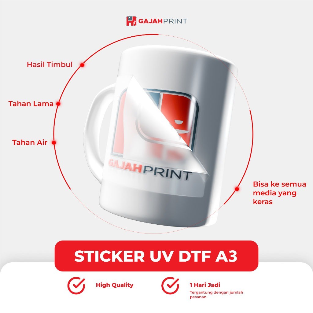 Promo STICKER UV DTF  A3 / STICKER UV DTF / Stiker Timbul ukuran A3