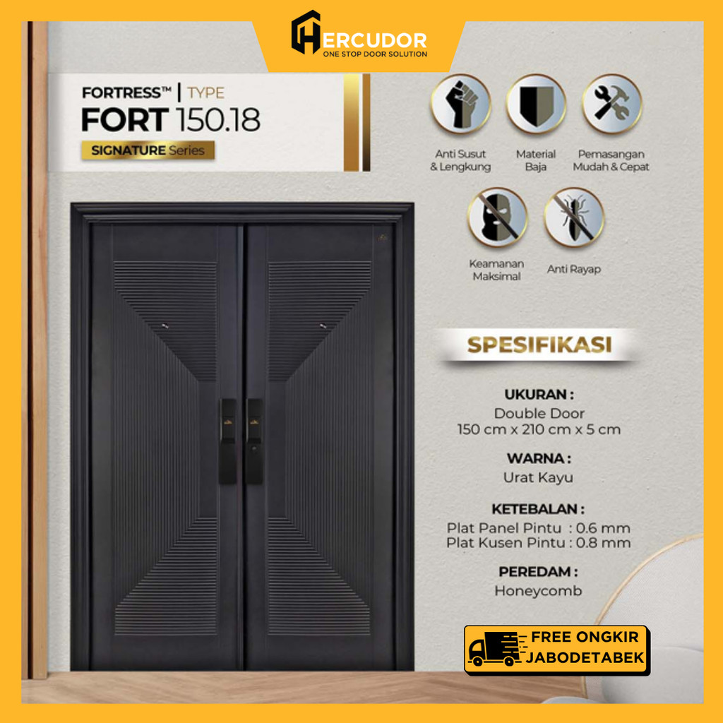 FORTRESS SIGNATURE DD - Pintu Baja Fortress DOUBLE 150x210 - Pintu Double Pintu Utama Premium