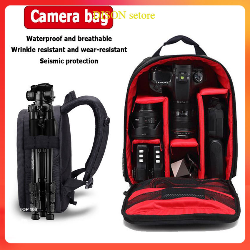 DISON Tas Ransel Kamera Backpack Waterproof Shockproof Tas Kamera Ransel Backpack Mirrorless DSLR Ca