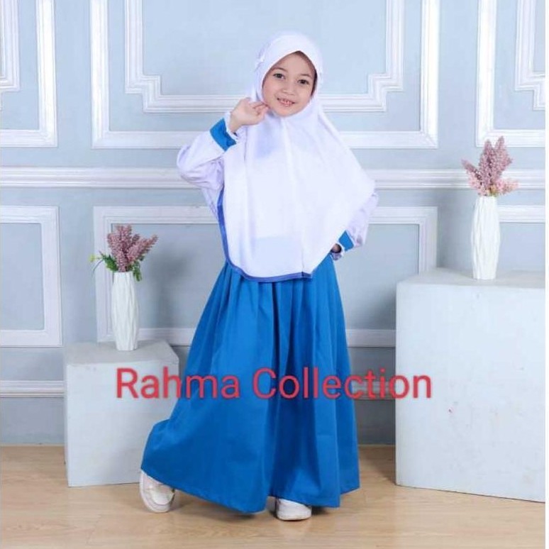 Free Ongkir Seragam Sekolah Biru Benhur Gamis Set Hijab