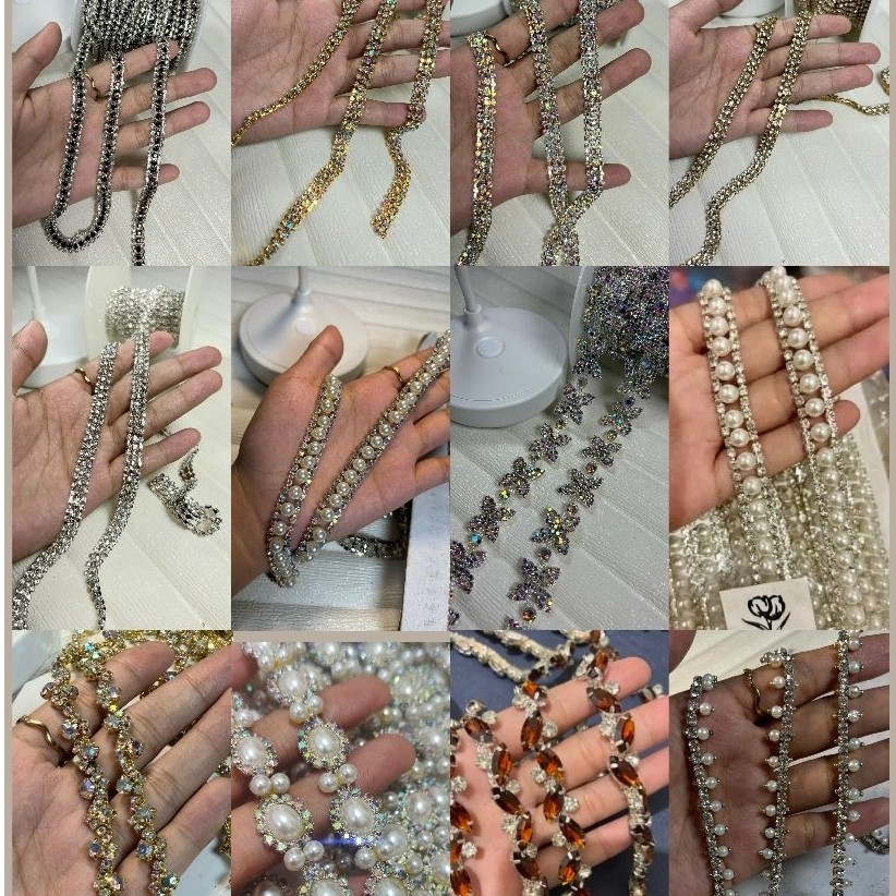 PER METER (100CM) PAYET DIAMOND RANGKAI AKRILIK / Aksesoris Payet KRISTAL Premium