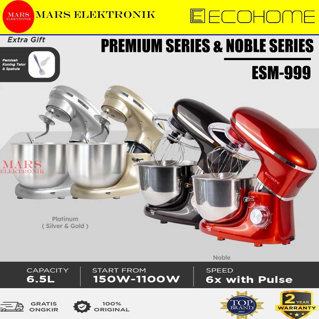 ECOHOME MIXER ESM-999 - STAND MIXER 6,5 LITER - ESM 999 - READY - PREMIUM STAND MIXER ECOHOME - QUAL