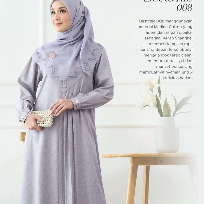 Nibras Gamis Bestchic 008 Grey Abu Silver Brown Coklat Mauve Ungu Pastel Baju Muslimah Panjang Syari