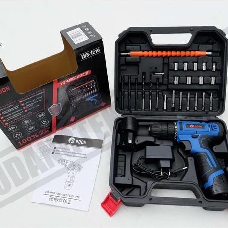 TERAR Bor Cordless Edon LV3-1210 / Mesin Bor Baterai Edon 12V Cordless Drill