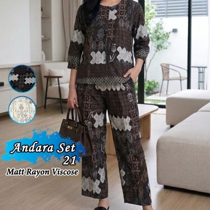 Setelan/Oneset Rayon Viscose Andara Set Size Jumbo Poetri Collection
