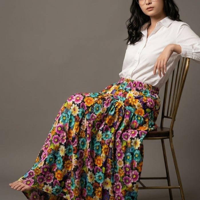 Rok Motif Bunga Bunga, Rok, Rok untuk ke pantai, Rok kekinian, Rok viral, Rok Casual, Bunga, motif b
