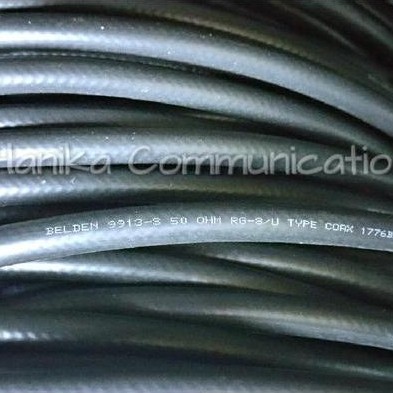 Belden 9913 Kabel Coaxial RG-8 Tembaga Tunggal Hitam USA RG8