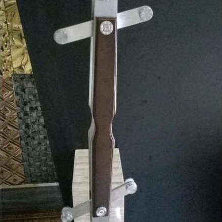Tiang Railing Stainless Motif Kayu Glass Partition Hand Railing Stud