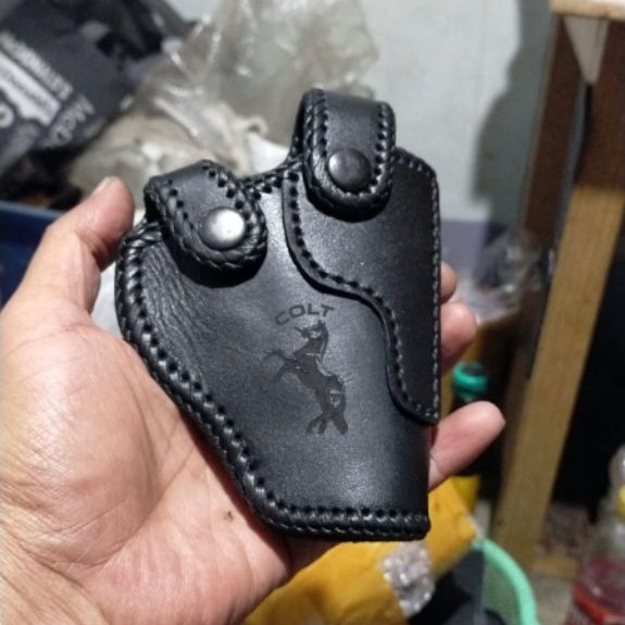 HOLSTER REVOLVER POLRI SARUNG SENJATA KULIT BERKUALITAS MODEL LUAR/ PINGGANG