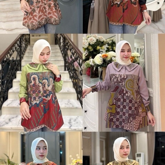 Kemeja katun ima tuyobo mix batik doby Batik lapis trikot Kancing depan full Model krah baby Ori By 