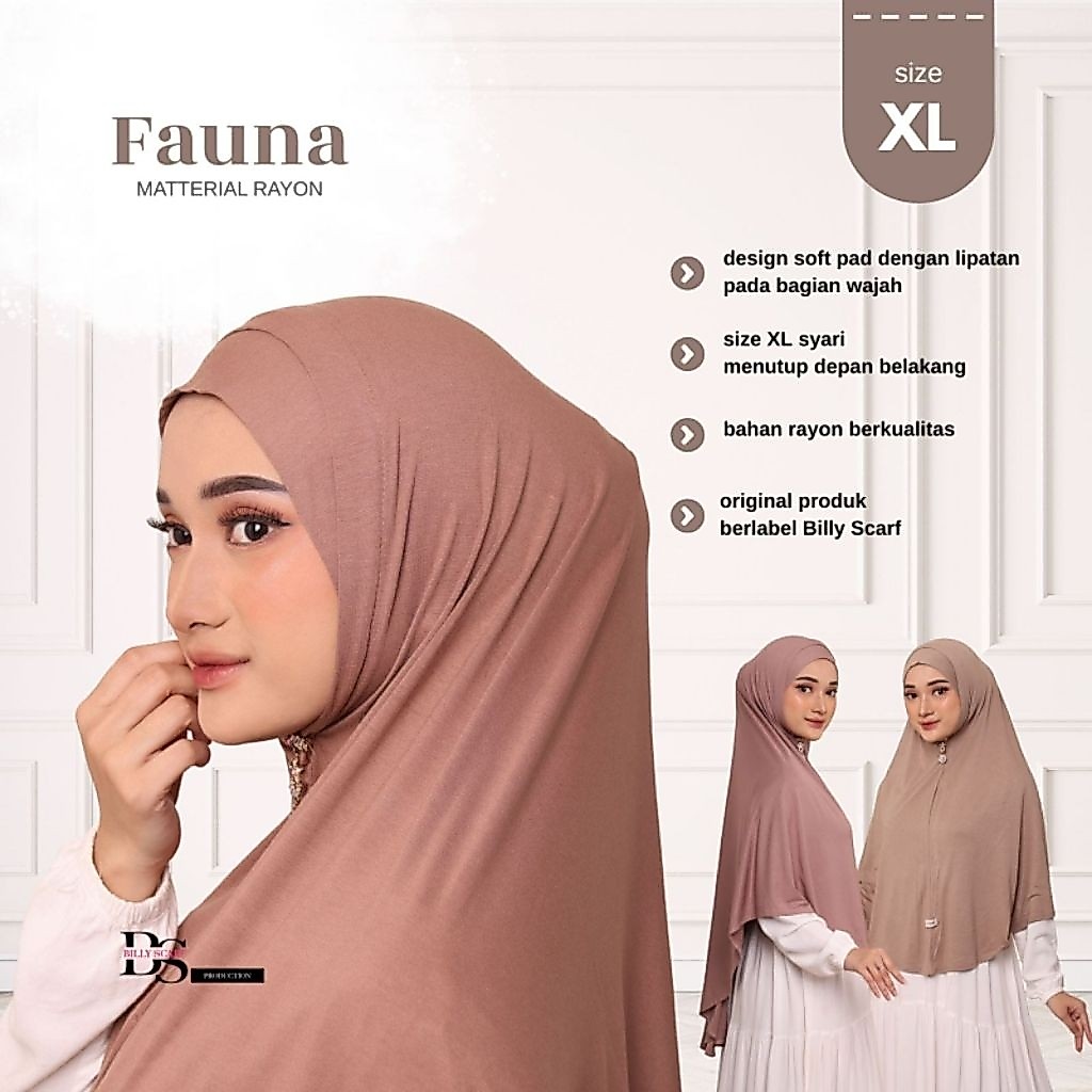 Hijab Fauna XL billy scarf kaos rayon premium,hijab instan jumbo BS,,hijab instan,banjarmsin,balanga