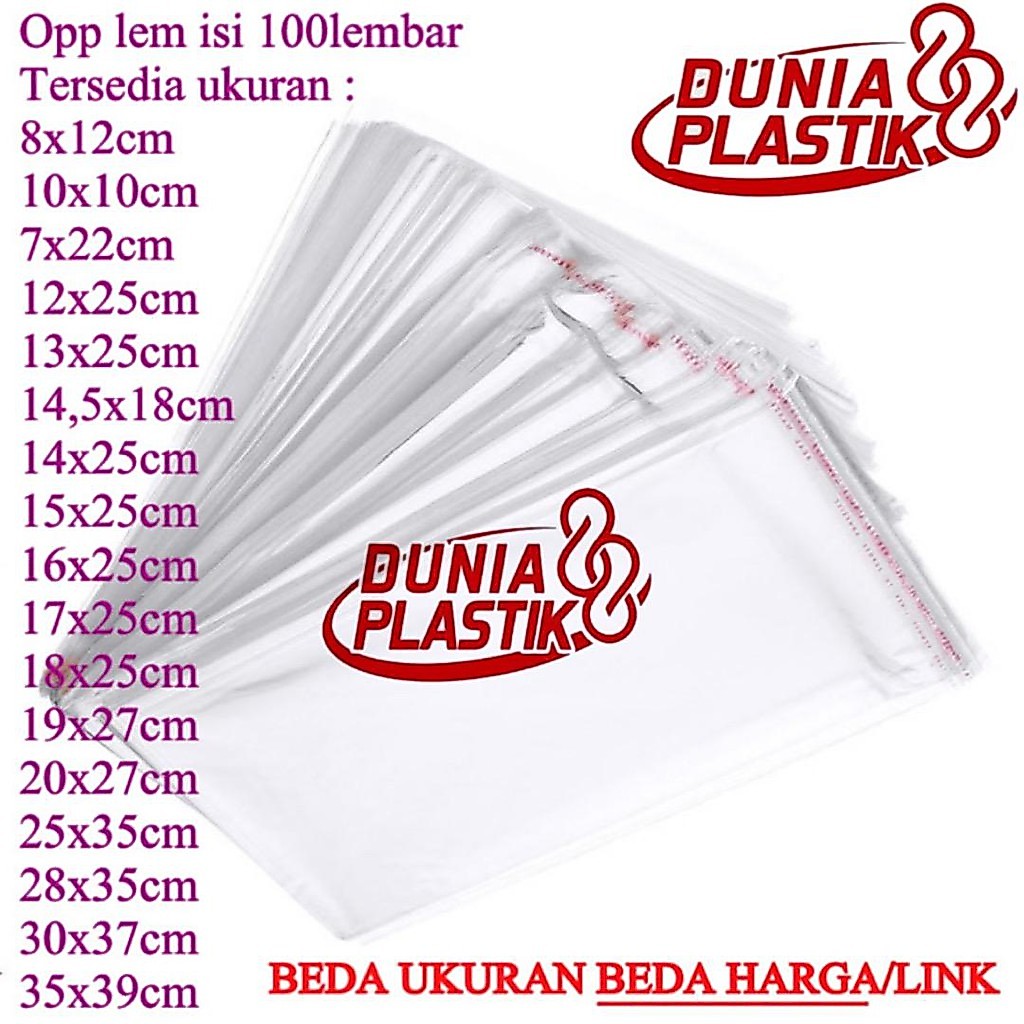 Isi 100lembar kantong plastik OPP LEM bening undangan seal perekat souvenir kemasan baju baru