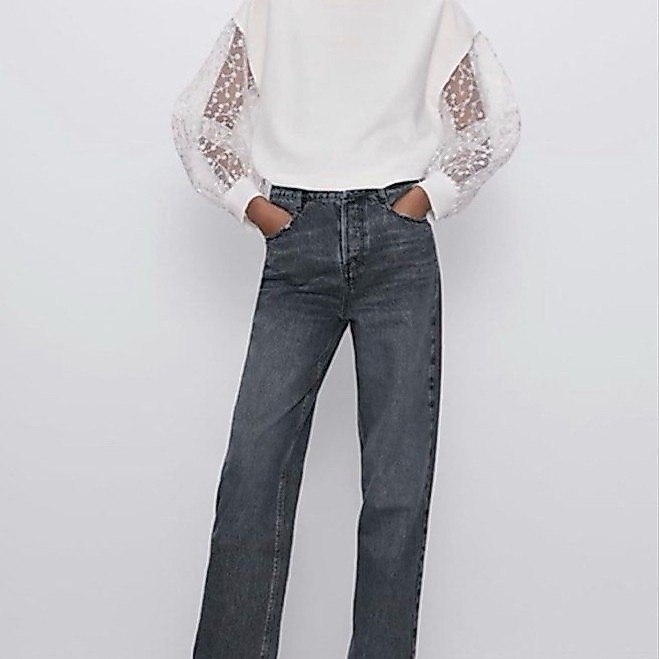 preloved zara - combined organza top