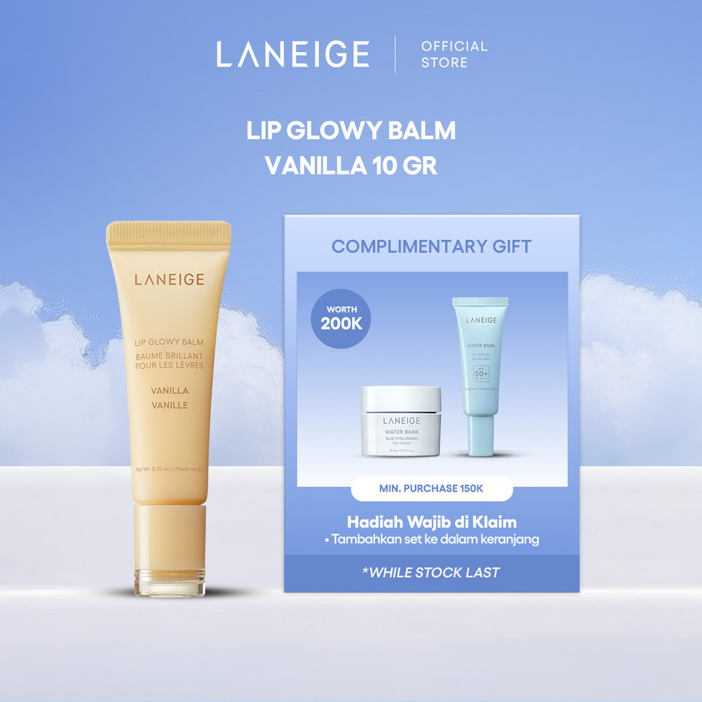 LANEIGE Lip Glowy Balm Vanilla 10 gr - Lip Balm Melembapkan, Bibir Glossy Sehat