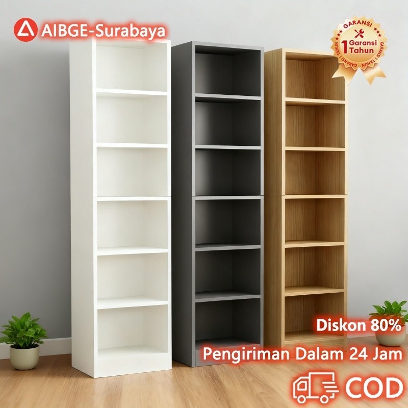 [Surabaya Express]Rak Buku Kayu 6 Susun Rak Buku Susun Minimalis Lemari Display Serbaguna Rak Buku P