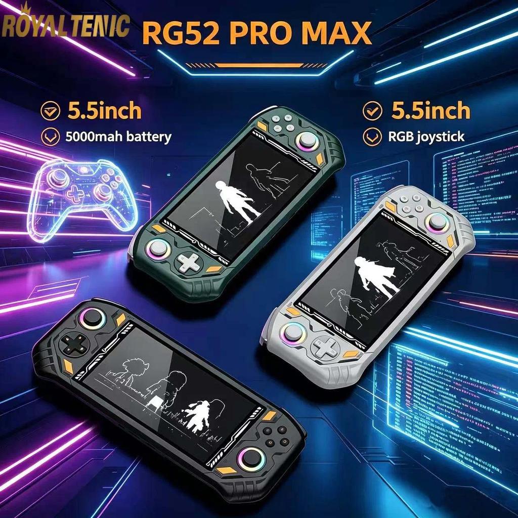 RG52 Pro Max Retro Handheld Game Console 5.5 Inch IPS Screen Android 13 2.4G+5G Dual-band WIFI BT5.0