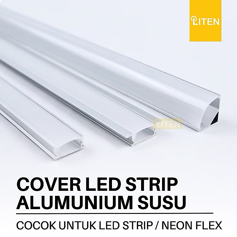 Cover LED Strip Alumunium / Pelindung Lampu Strip LED 1 Meter / List Rel LED Rumah Lampu Acrylic Pla