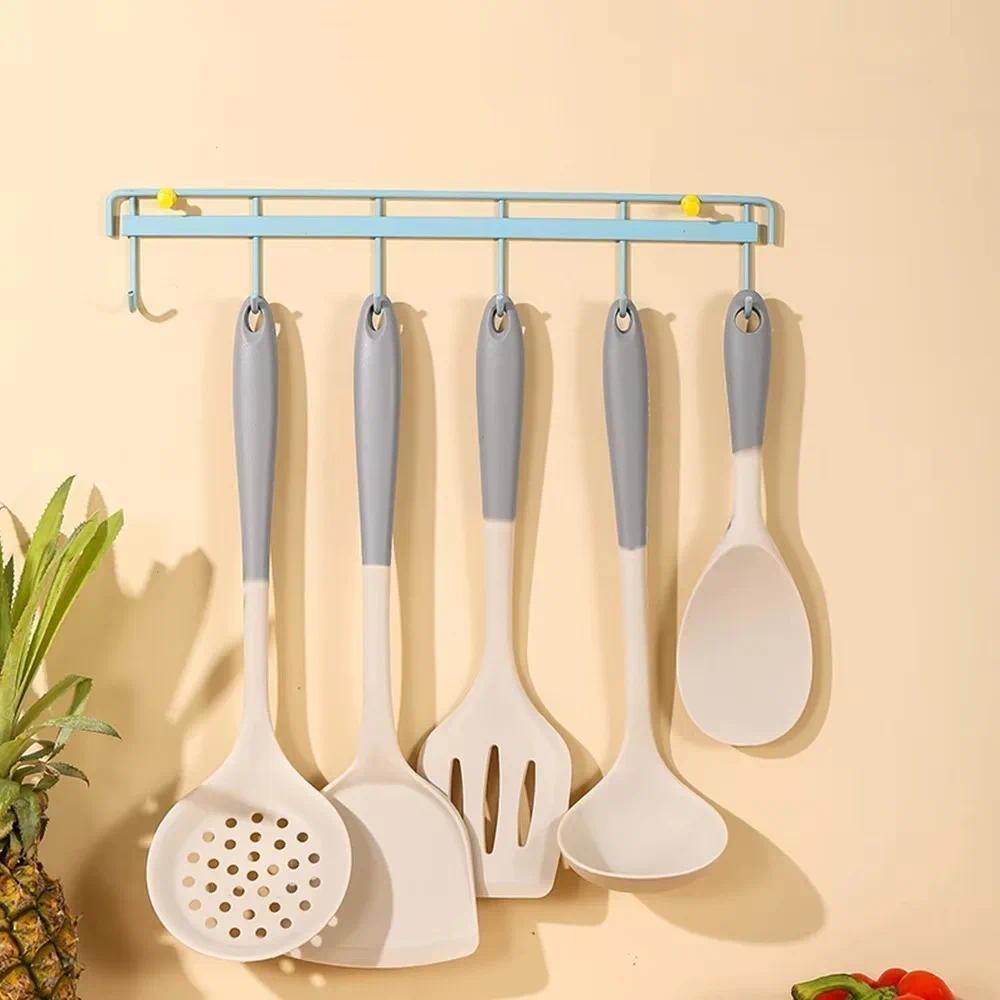 Dual Color Spatula Set Heat-resistant Long Handle Kiten Utensil Set Silicone Soup Spoon Cooking Shov