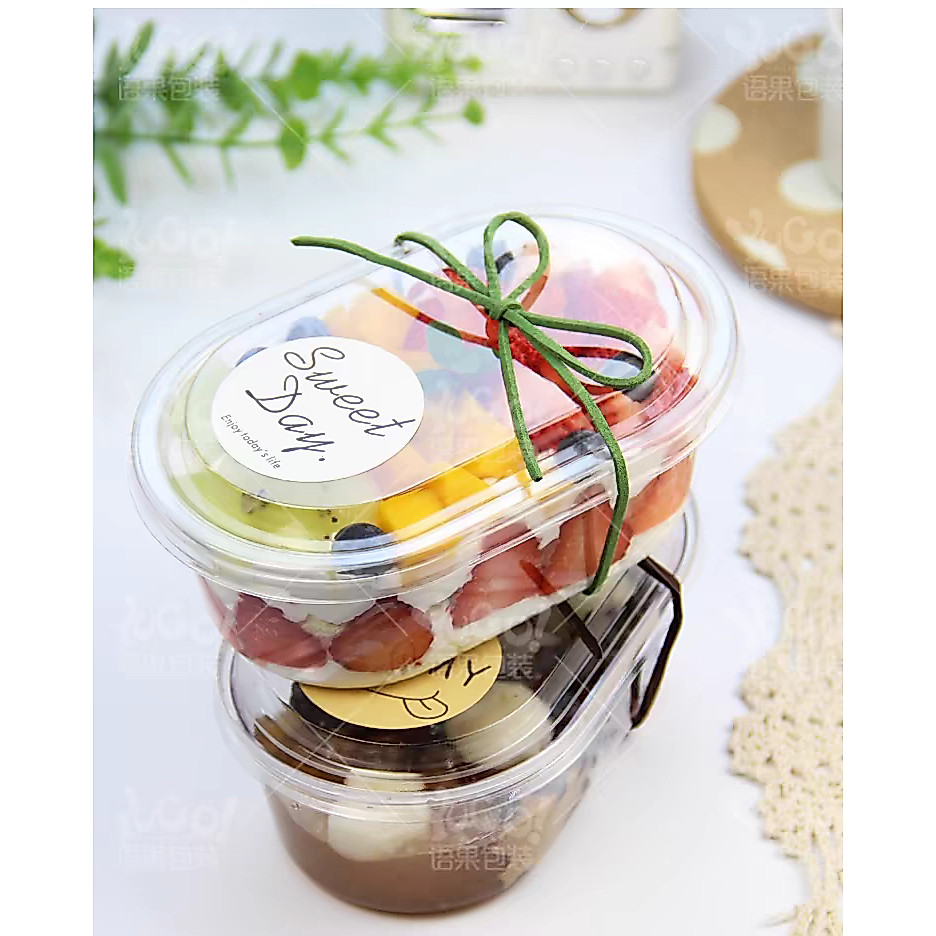 10pcs - 450ml korean dessert box Oval Premium dessert cup tiramisu cup puding cup box mika kue