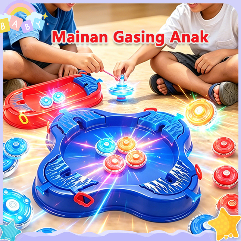 Mainan Gasing Anak Arena Gasing Battle Besar Gasing Paduan Logam Peluncur Tarik Set Mainan Anak Laki