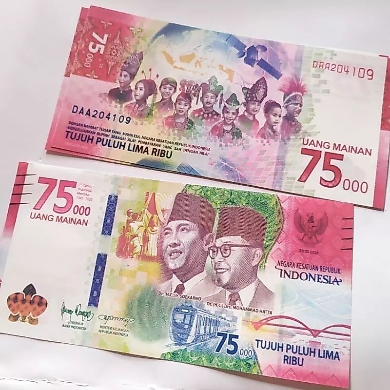 ( Bisa Cod ) 100LEMBAR 75rb UANG  MAINAN BUAT MAHAR PERNIKAHAN / UANG MAINAN BUAT EDUKASI ANAK ANAK 