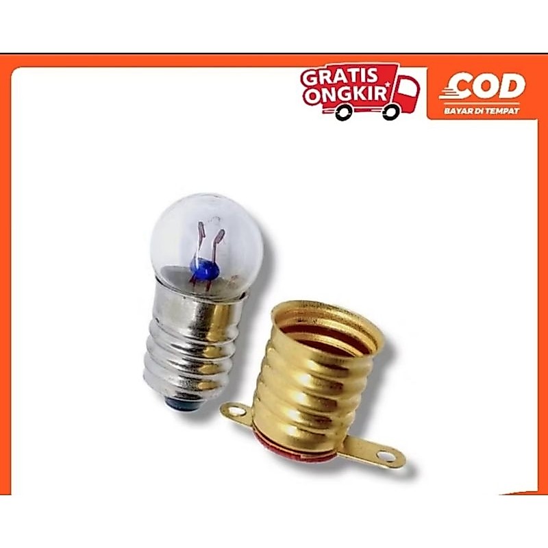 Bohlam senter 2.5V + fiting Bohlam lampu senter 1 pasang