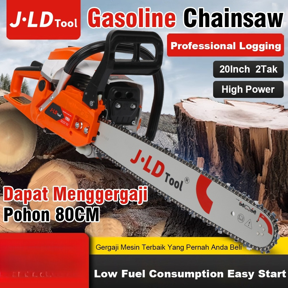 Chainsaw Senso Mesin Gergaji Rantai Bensin 2 Tak 20in 20inch Mesin Chainsaw Potong Pohon Kayu J5800 