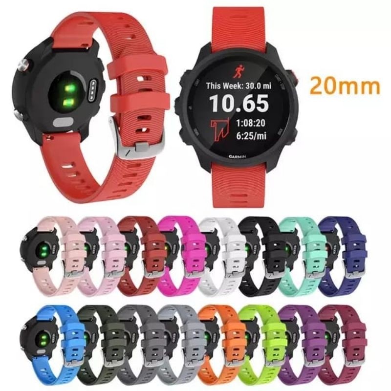 Time|| Strap Silikon Tali Karet Jam Garmin Forerunner 245 FR 245 FR245 20MM