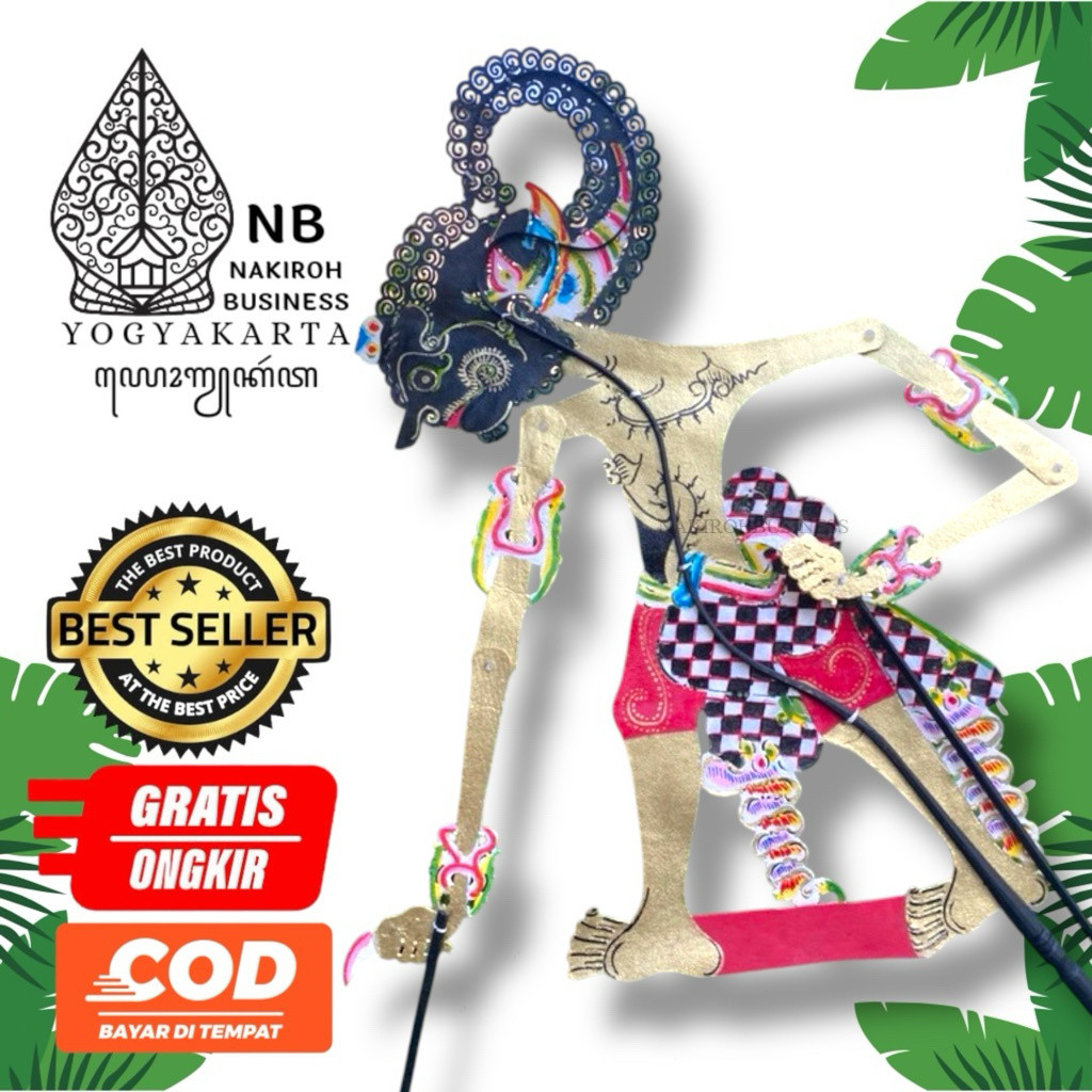 NAKIROHBUSINESS WERKUDARA/WERKUDORO Wayang Kulit Sapi Asli Tokoh Bima/Werkudara Premium Kualitas Sup