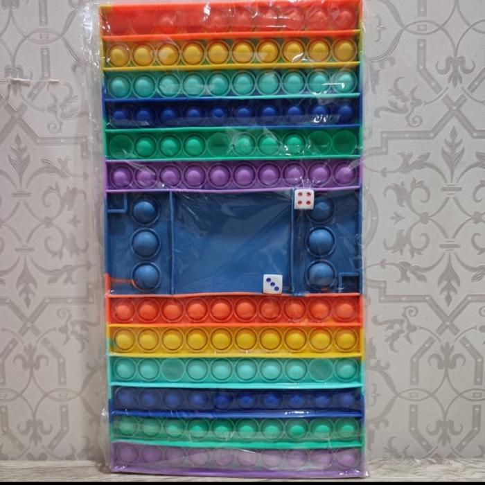Mainan POP IT 2 PEMAIN super Jumbo rainbow panjang tebal free 2 dadu - Rainbow