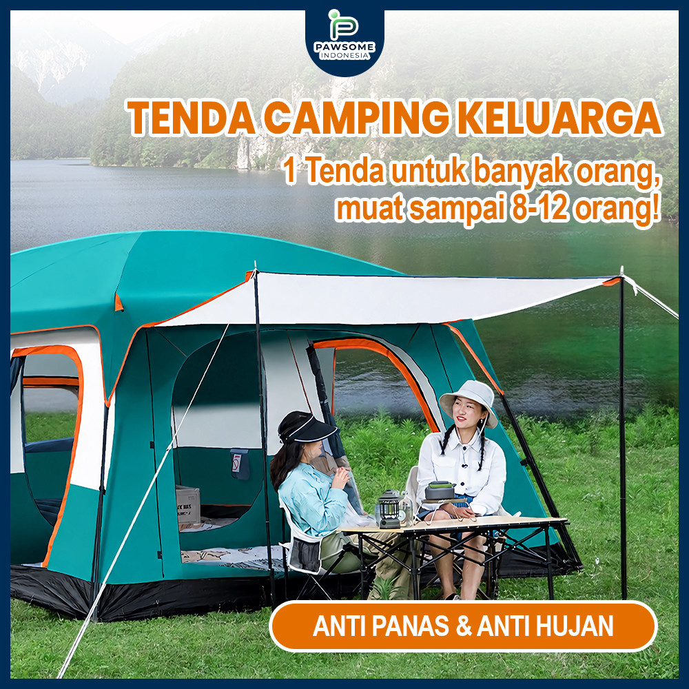 Tenda Camping Jumbo 10-13 Orang Tenda Outdoor Ada 2 Ruangan Waterproof Luxury Automatic | PAWSOME