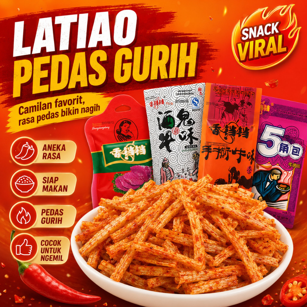 [Promo Murah] Snack Pedas Gurih Viral Lat Thiao/Spicy Magic Stick Latiao /Latiao Snack Pedas Manis K