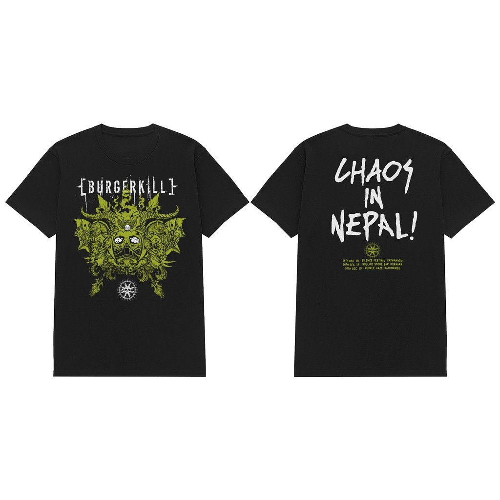 Black ID T-shirt Band Burgerkill Chaos In Nepal Original