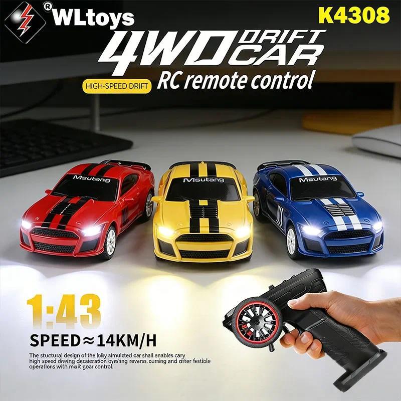 WLtoys K4308 1/43 RC Car,3.7V Lithium Battery, 2.4G Remote Control, 4WD Suspension & LED Lights Raci