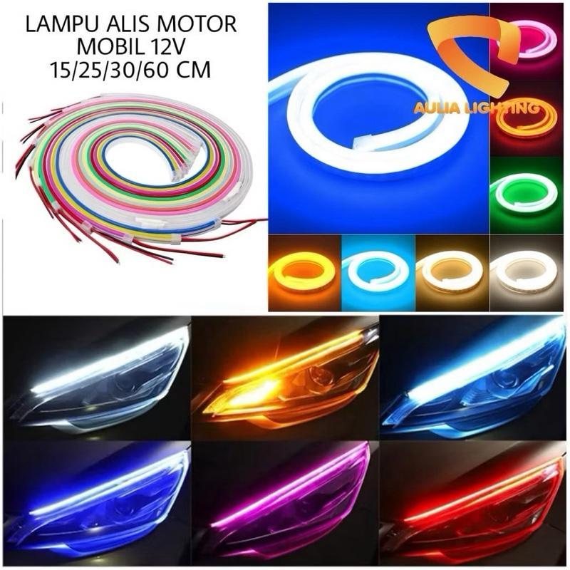 Lampu Alis LED DRL 12V Neon Flex Waterproof IP65 | Lampu Motor Mobil 15–60CM Slim