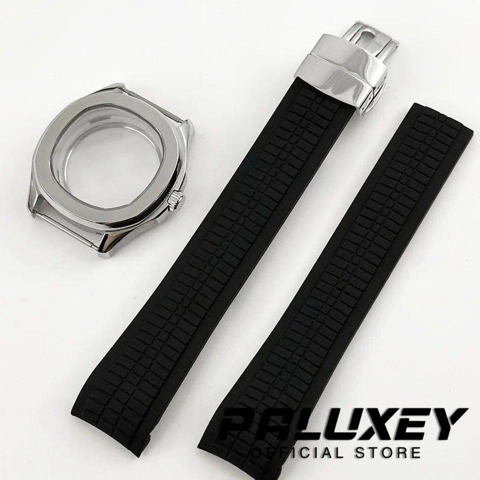 Casing Jam Tangan Kaca Safir dengan Tali Karet 40mm NH35 untuk Mesin NH34 NH35 NH36 NH38 4R35 untuk 