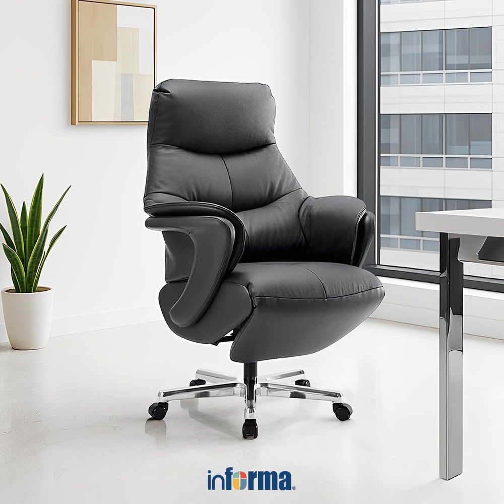 Informa Usof Kursi Kantor Sandaran Tinggi - Hitam Tempat Duduk Kerja Dengan Roda Office Chair Kursi 